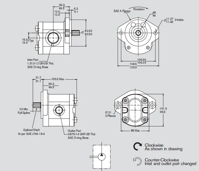 rexroth AZPF Pump Dimensions