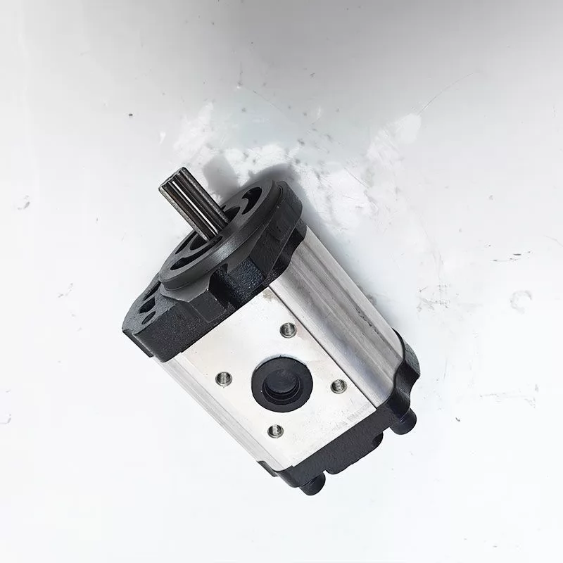 Hydraulic gear pump shaft and mounting configuration example