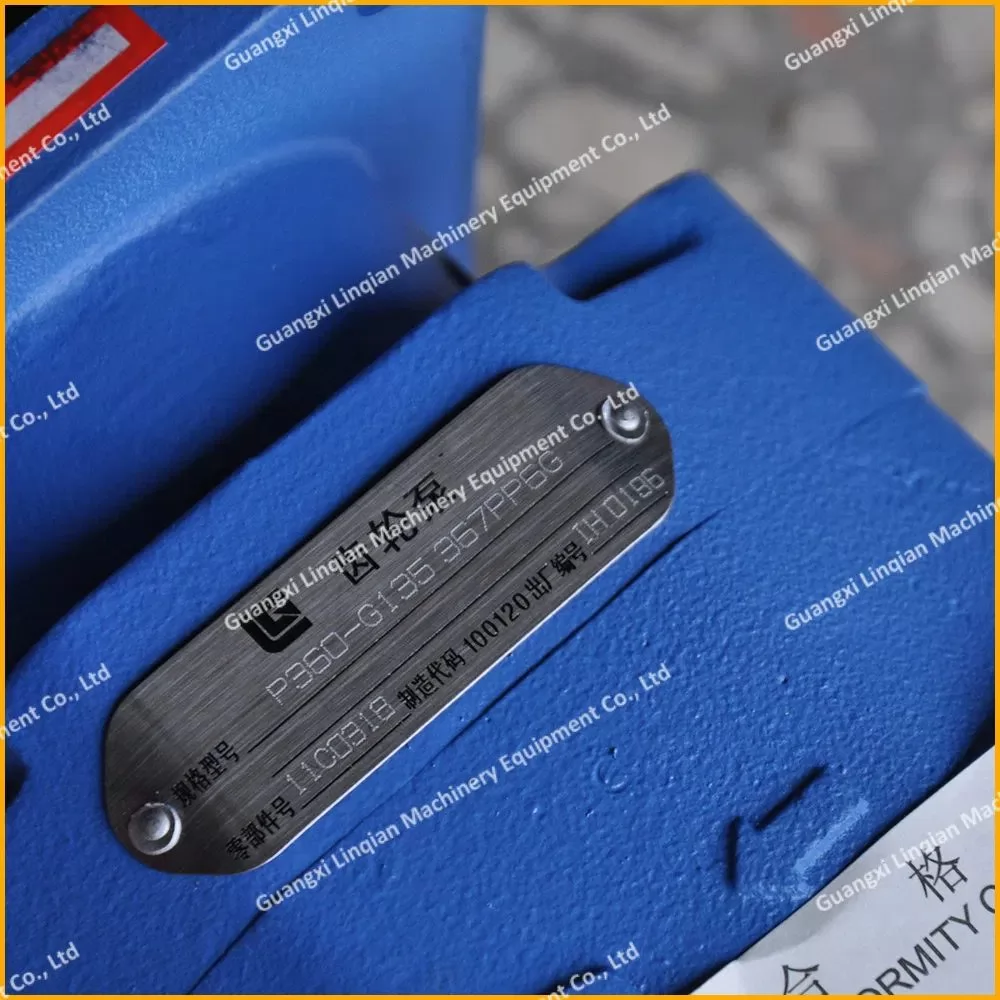 11C0318 P360-G135367PP6G pump nameplate close-up — external supplier reference