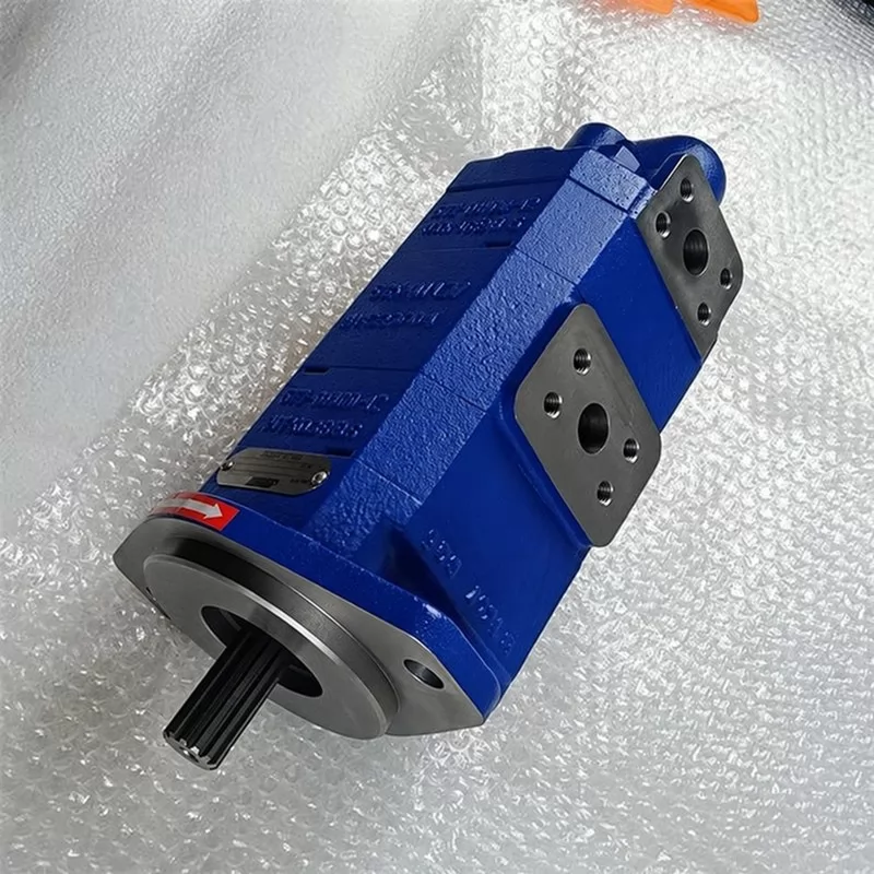 803011197 1121302385 XCMG GR180 GR215 double gear pump shaft and side ports