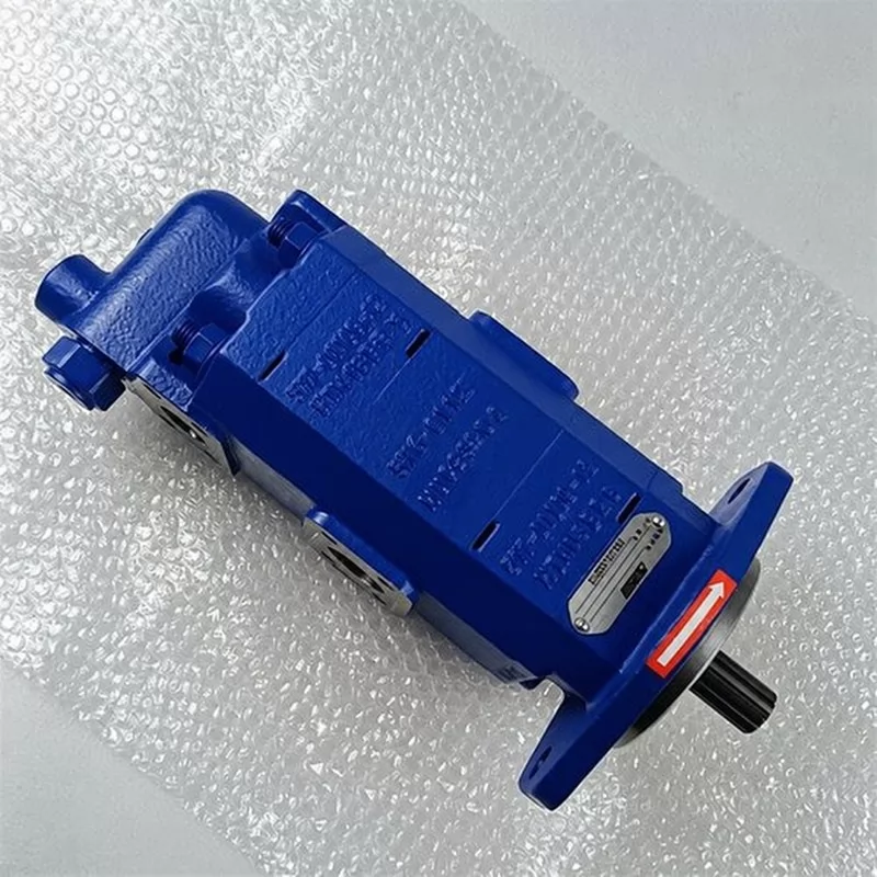 803011197 P124 tandem grader hydraulic pump rear section flange and rotation arrow