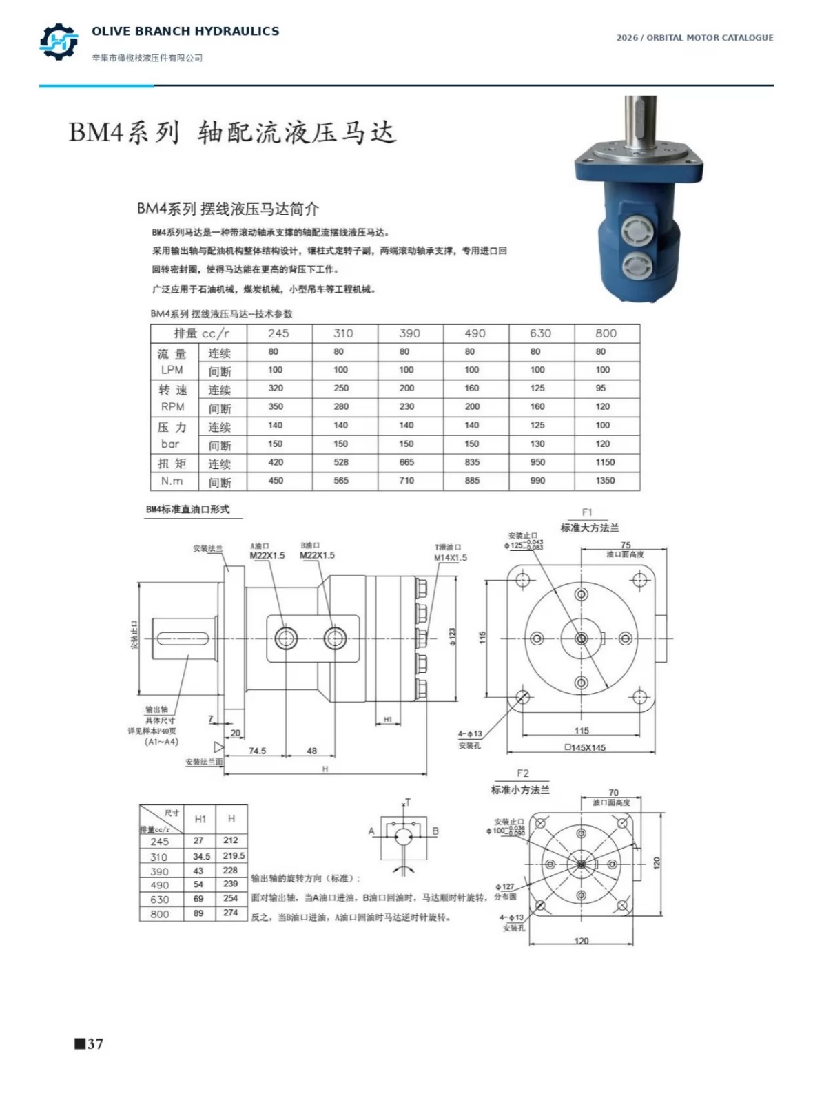 BM4 performance ratings and standard straight-port installation, catalogue page37