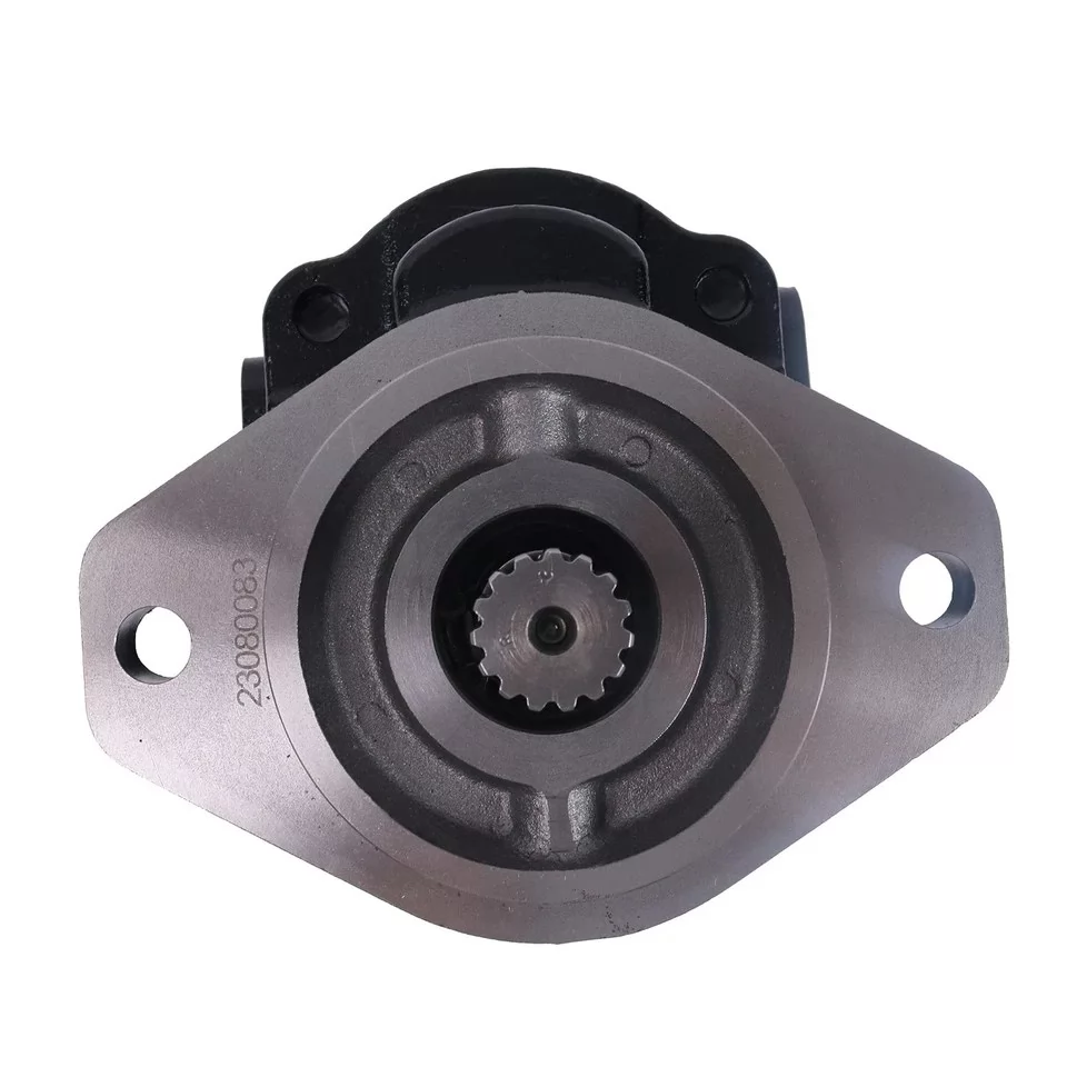 332/F9030 tandem hydraulic gear pump front flange and spline view